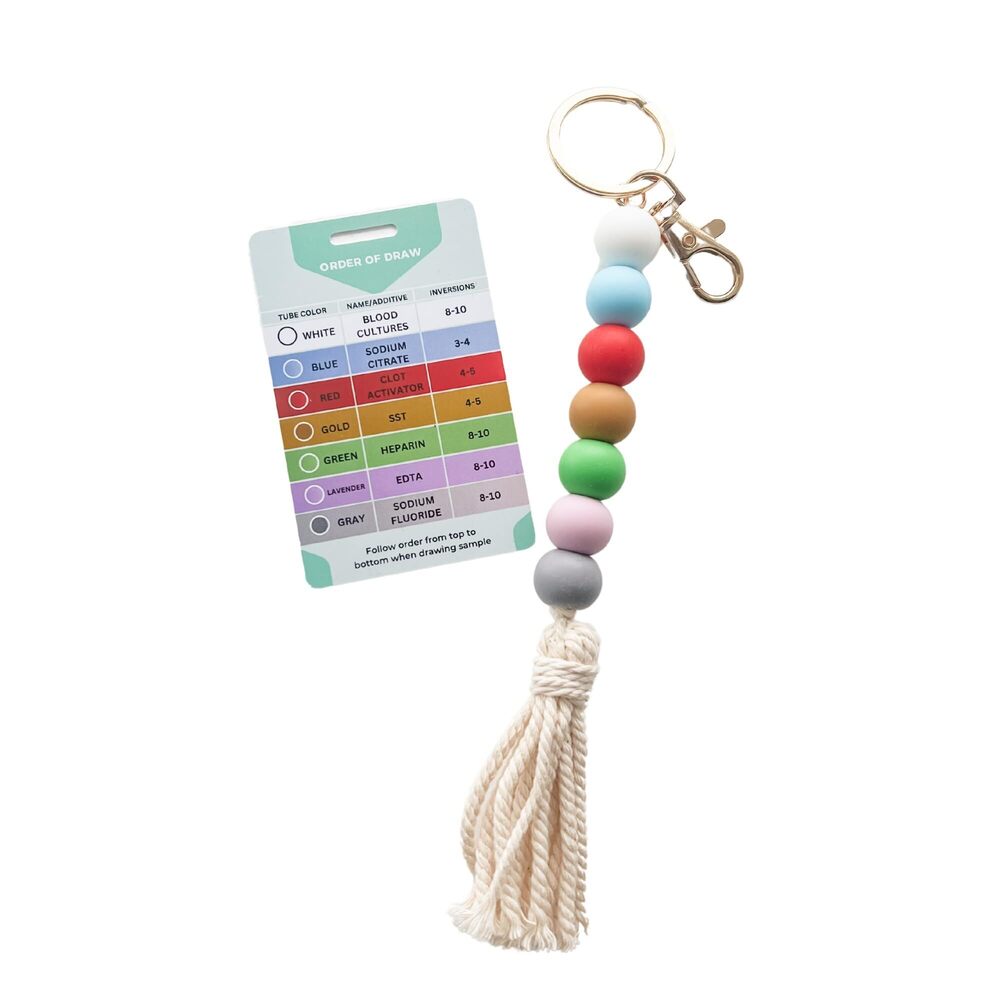 7253 Phlebotomist Nurse or RN Keychain with Order of Blood Draw Chart